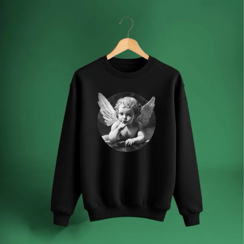 Blusa Moletom Careca Anjo Estilo Frio Inverno Quente Moda Masculina Frio Redonda Macio Flanelado Chu