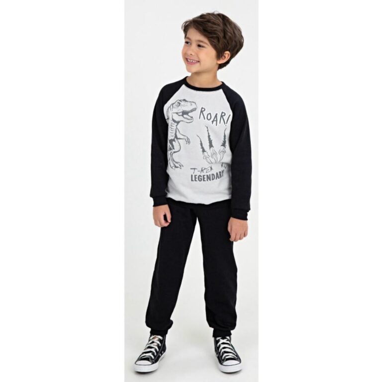 Conjunto Moletom Menino Dinossauro Básico Infanti