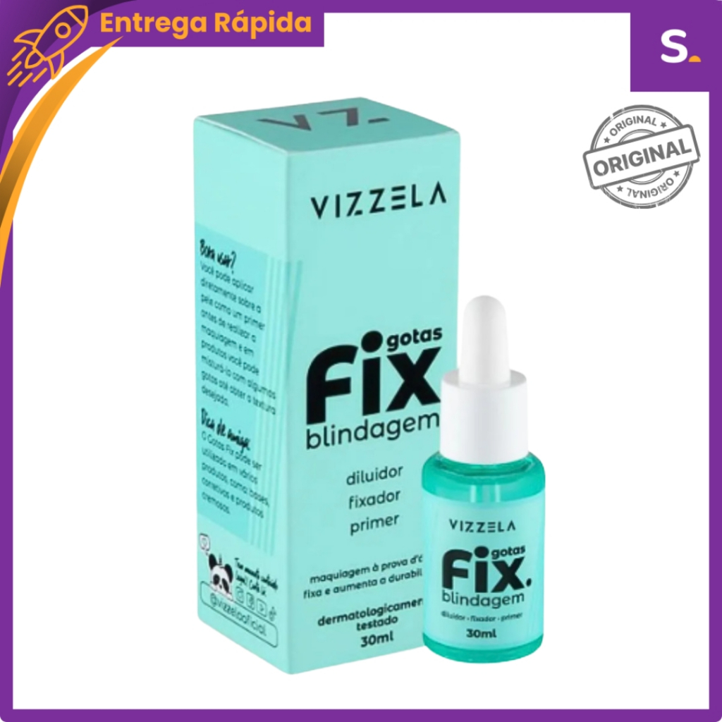 Gotas Fix  Blindagem de Maquiagem, Fixação Prolongada e Efeito à Prova dÁgua – Vizzela