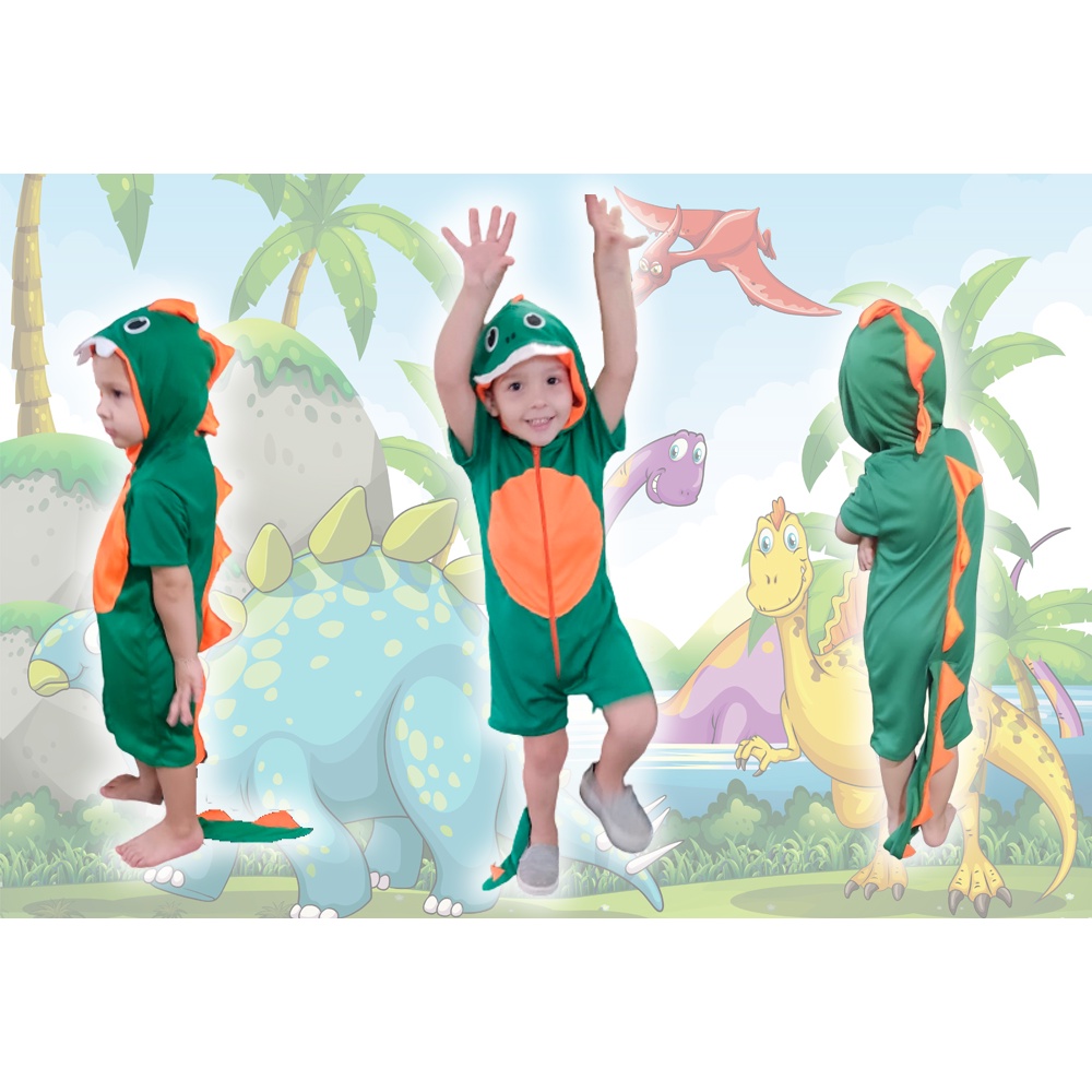 Fantasia Dinossauro Infantil Crianca Luxo Barato Pronta Entrega Envio Imediato Verde Rosa