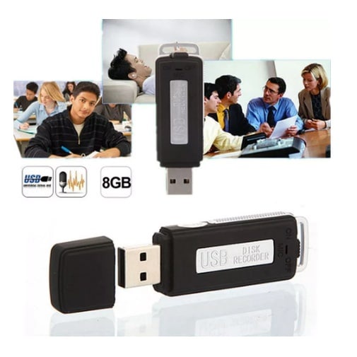 Gravador De Voz Audio Som Escuta Pendrive 8gb Grav