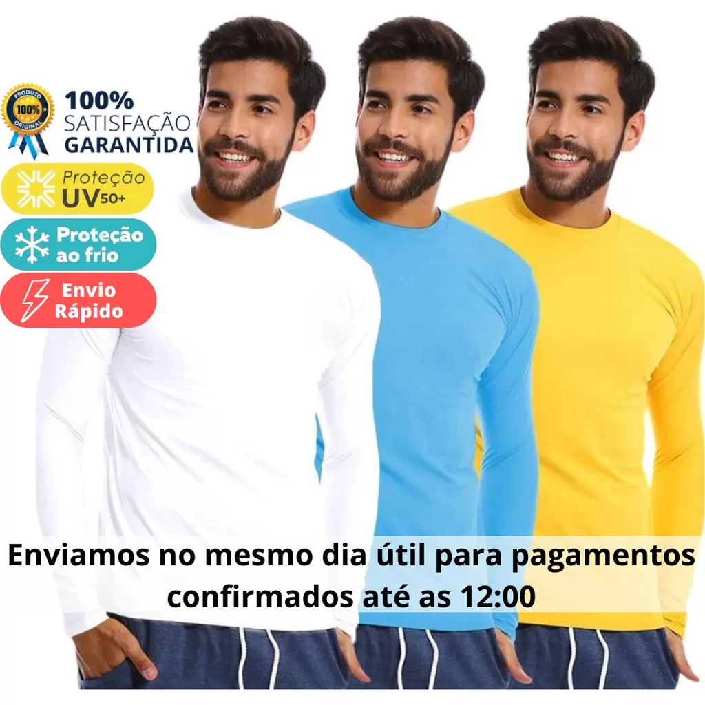 Camisa Proteção Solar Uv+50 Camiseta Segunda Pele Térmica Promoção Premium Várias Cores