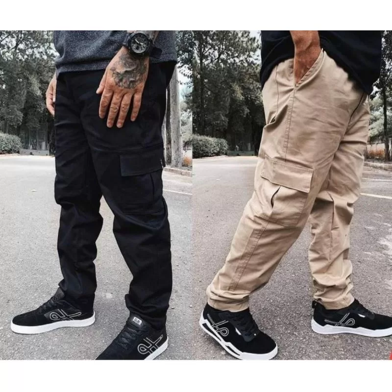 CALÇA CARGO SKATE DE SARJA BARRA LARGA