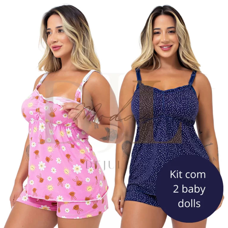 Kit 2 Baby Doll Amamentação Gestante Confortáve