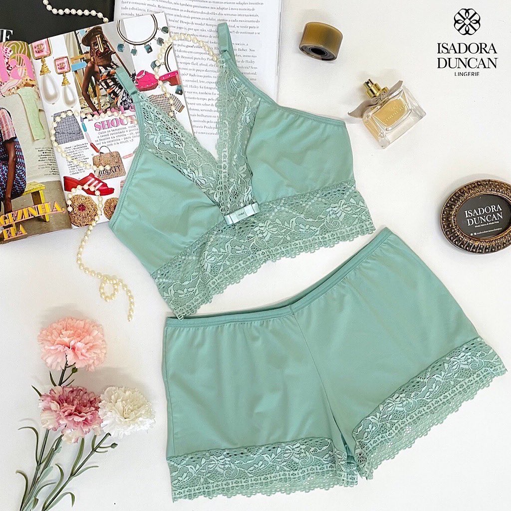 Conjunto Baby Doll Feminino Linha noite Pijama Confortável rendado