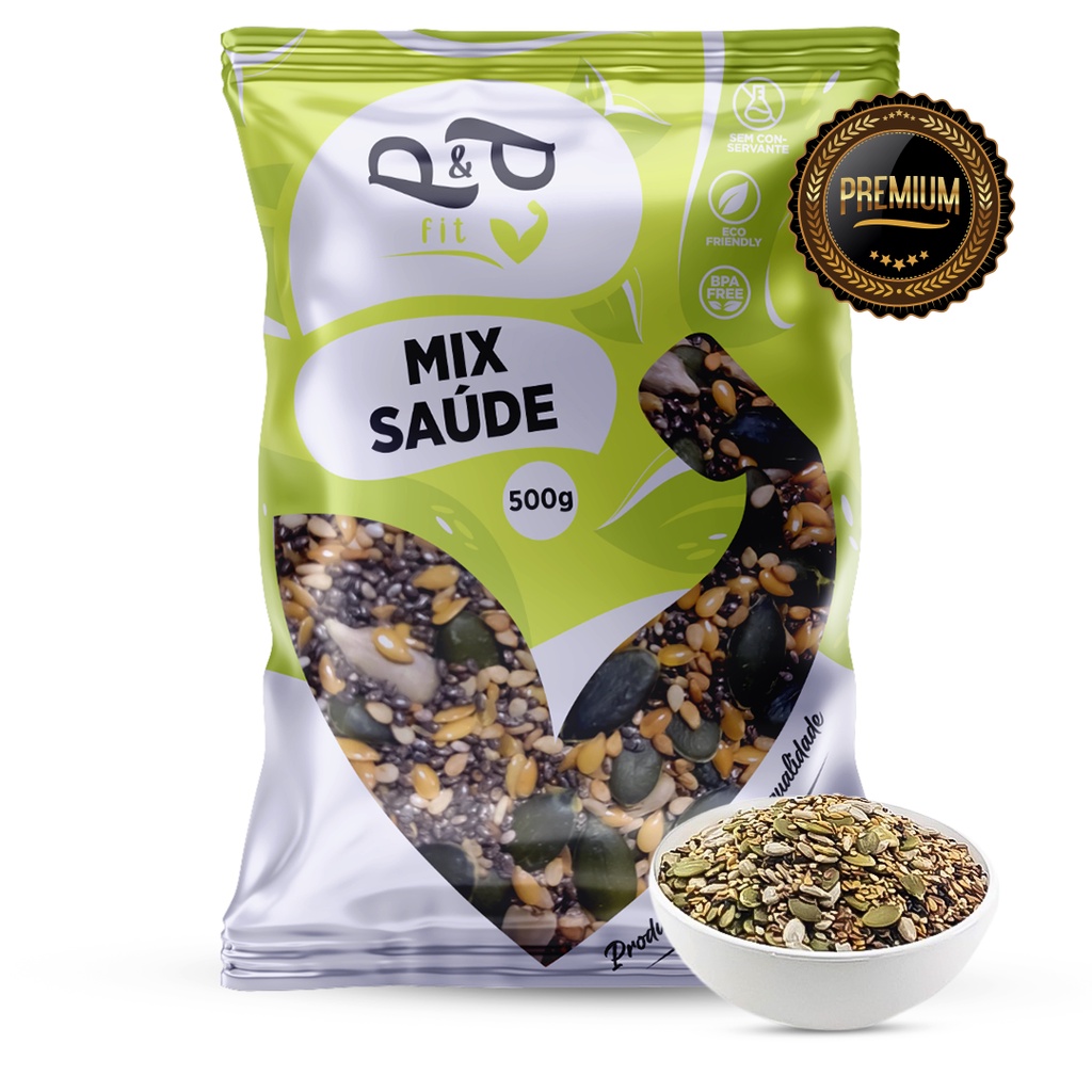 Mix de Sementes Chia Girassol Abobora Linhaça Marrom e Dourada Quinoa Branca PEP
