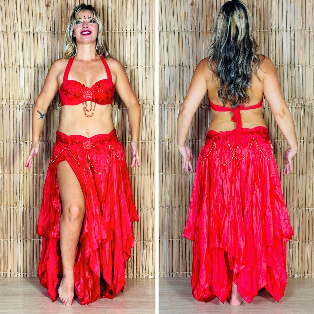 [Liquidação] Dança do Ventre Traje Bordado Completo G 44 – Pronta Entrega – TPCL-433