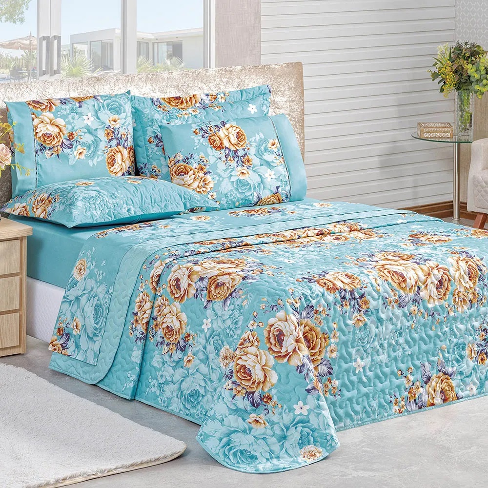 Cobre Leito Com Fronhas Casal Padrão 3 Peças Face Unica Matelado Cama Box