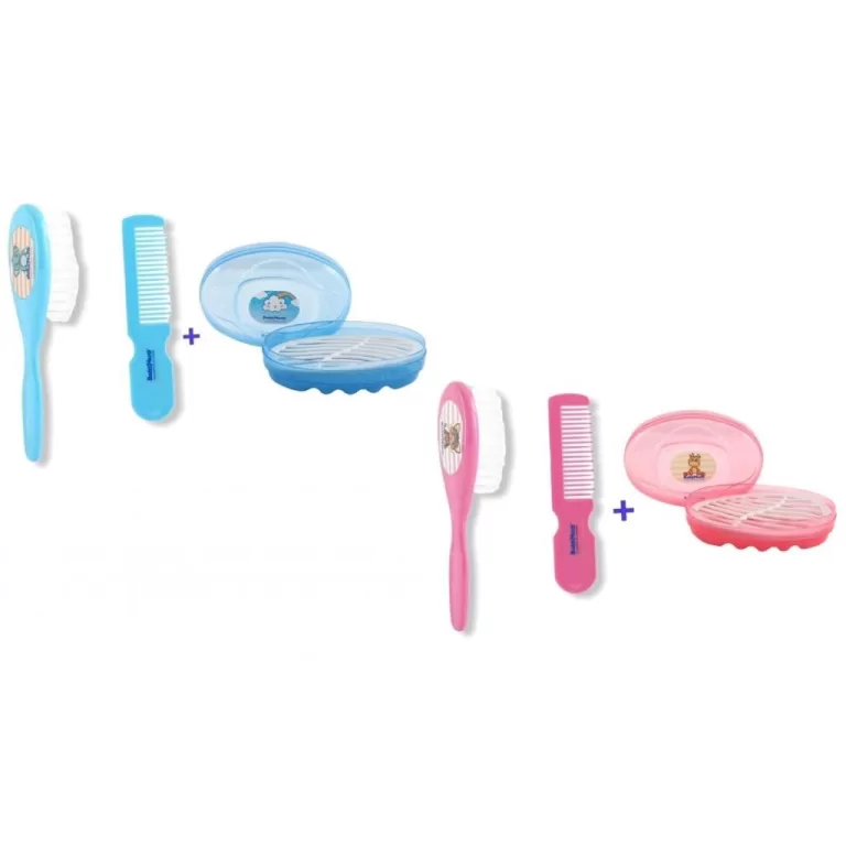 Conjunto Higiene Bebê Pente Escova + Saboneteira 