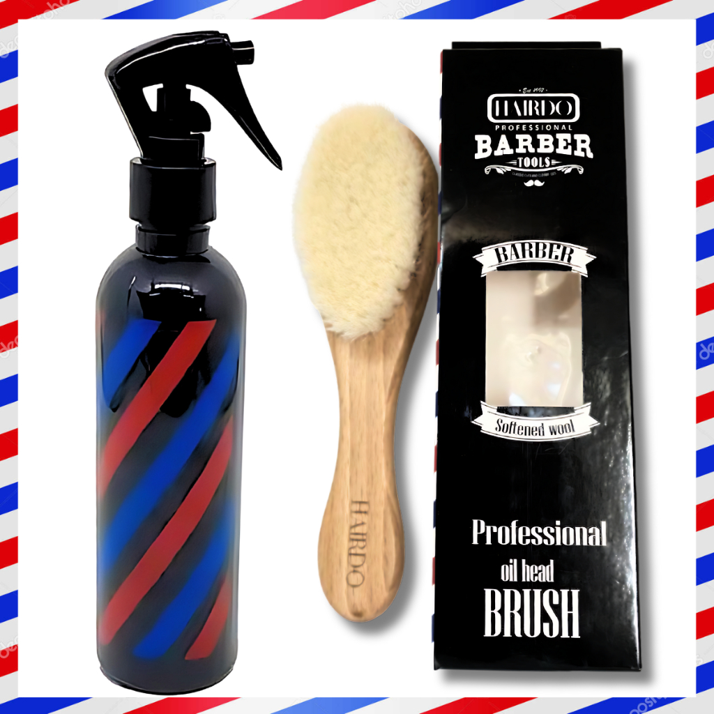 Kit Borrifador Spray Pulverizador Névoa Jato Barbeiro 200ml + Escova Escovinha De Disfarce Hairdo