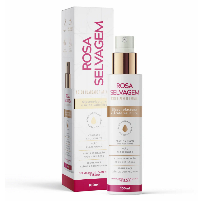 Óleo Clareador de Manchas e Foliculite Ácido Clareador Ativado Rosa Selavagem 100ml