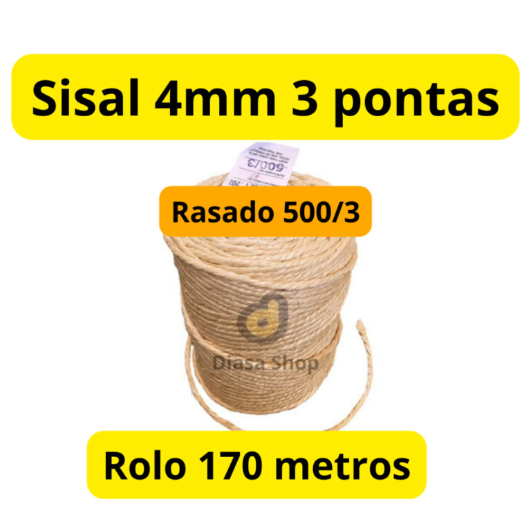 Rolo Sisal 4mm 3 pontas 170 metros