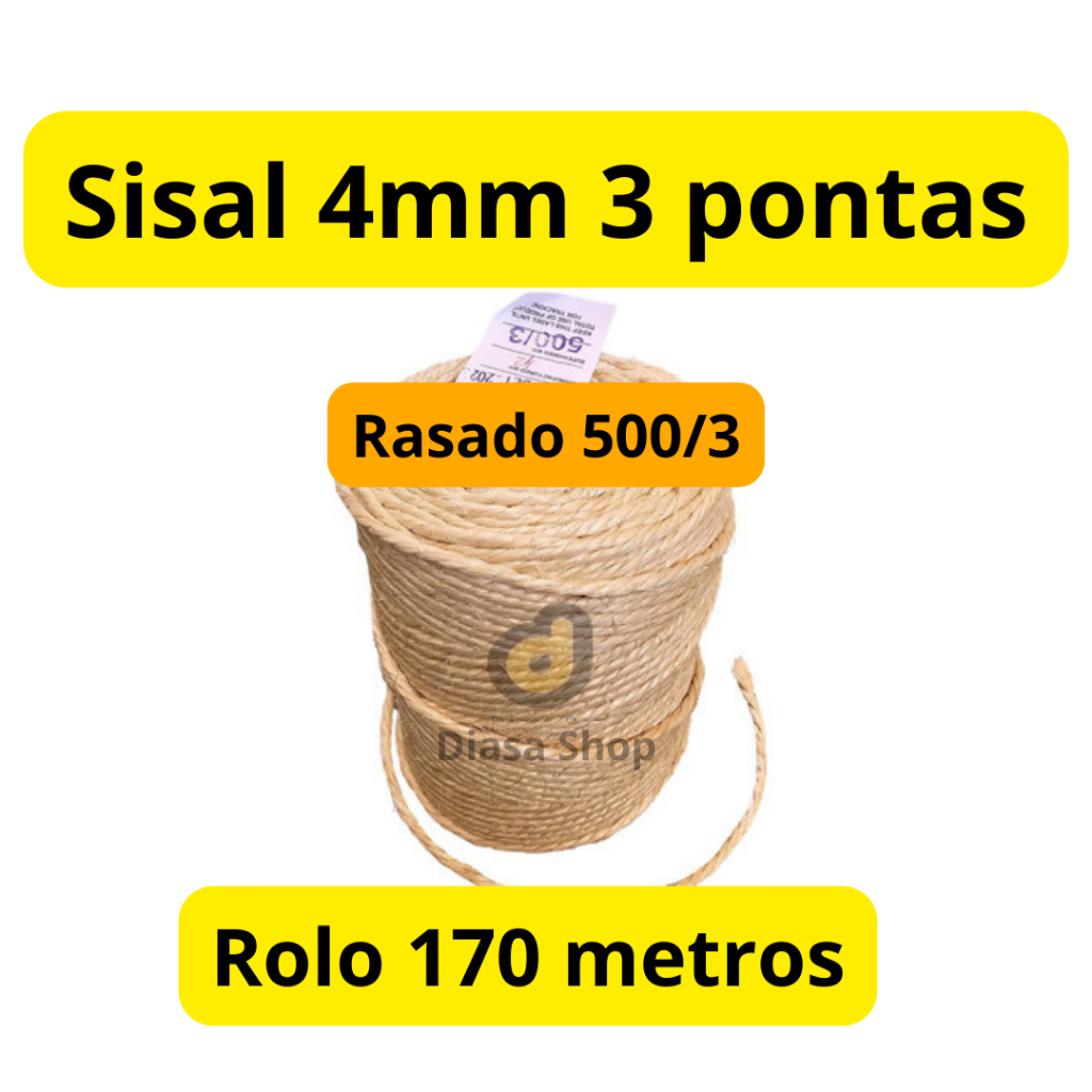 Rolo Sisal 4mm 3 pontas 170 metros