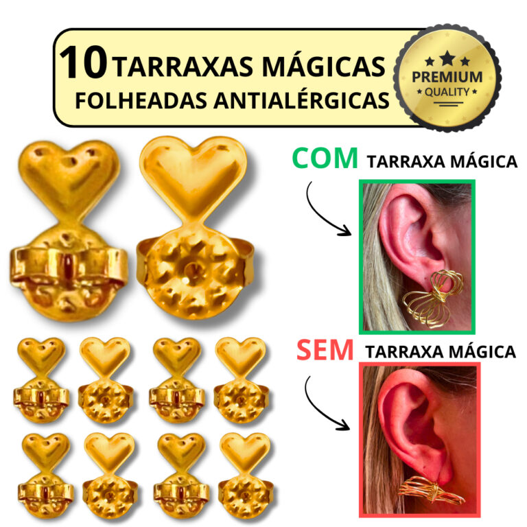 Tarraxa Mágica Kit 10 Peças Ear Cuff Tarracha Fo