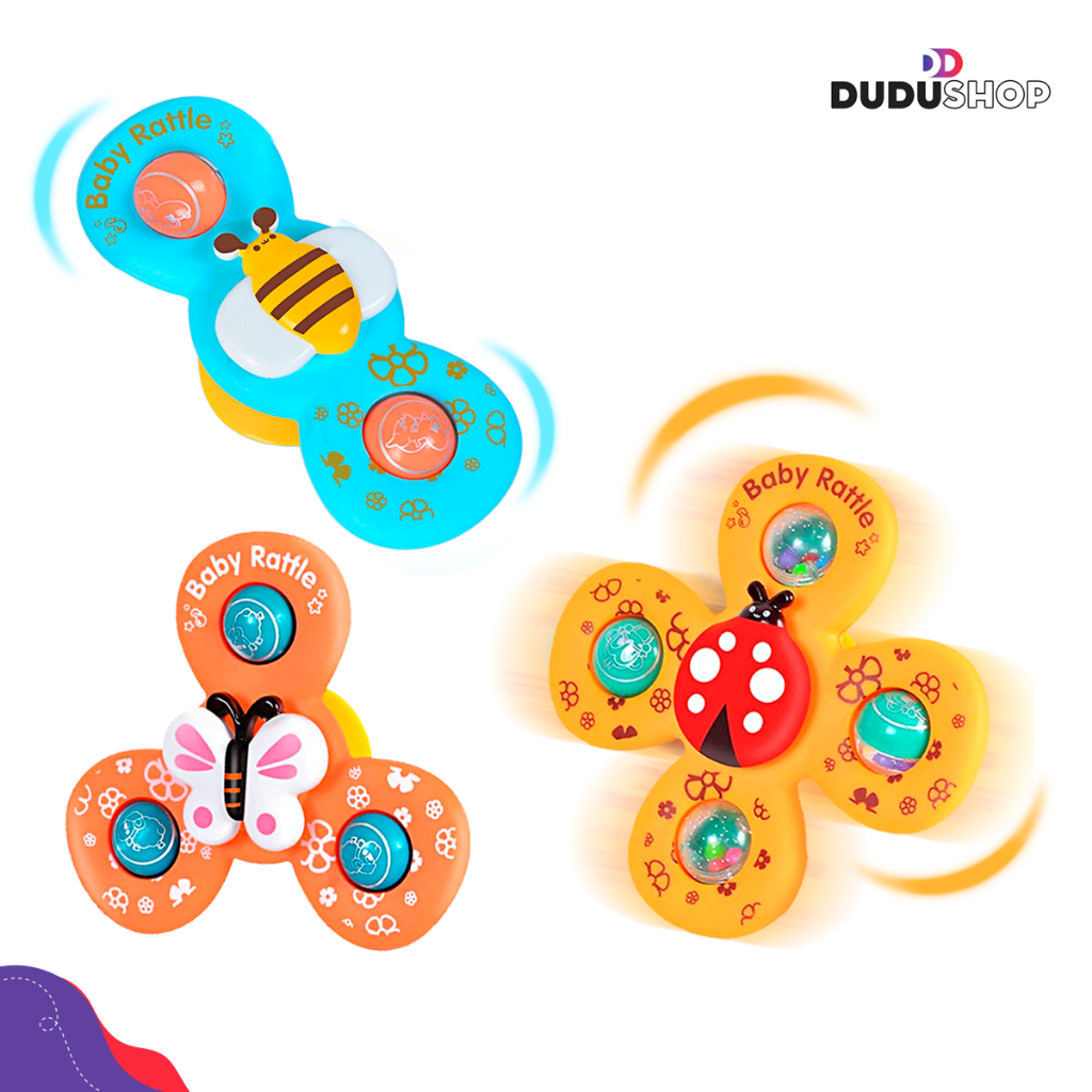 Brinquedo Infantil Chocalho Giratório Spinner Com Ventosa Brinquedos para bebê Banho