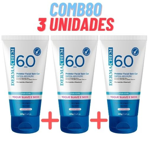 Kit 3 Protetor Solar facial FPS 60