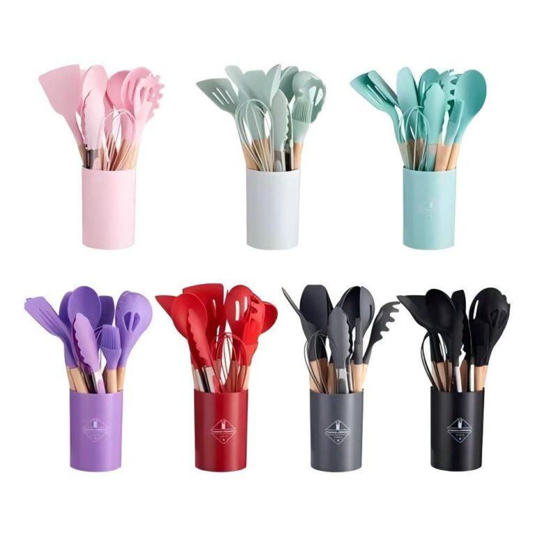 KIT de Utensílios Para Cozinha em Silicone e Bamb