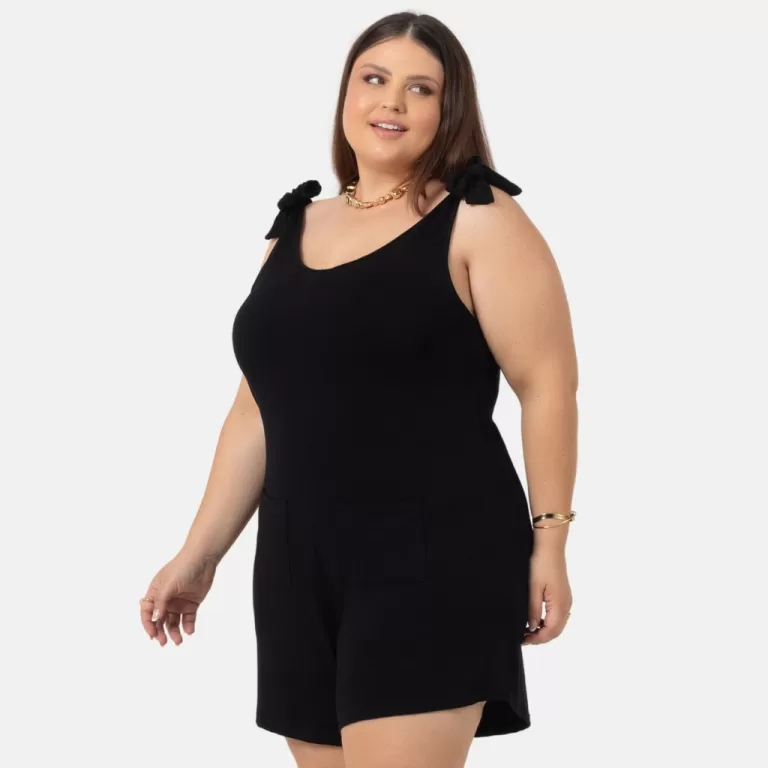 Macaquinho Plus Size Feminino De Viscolycra Estilo