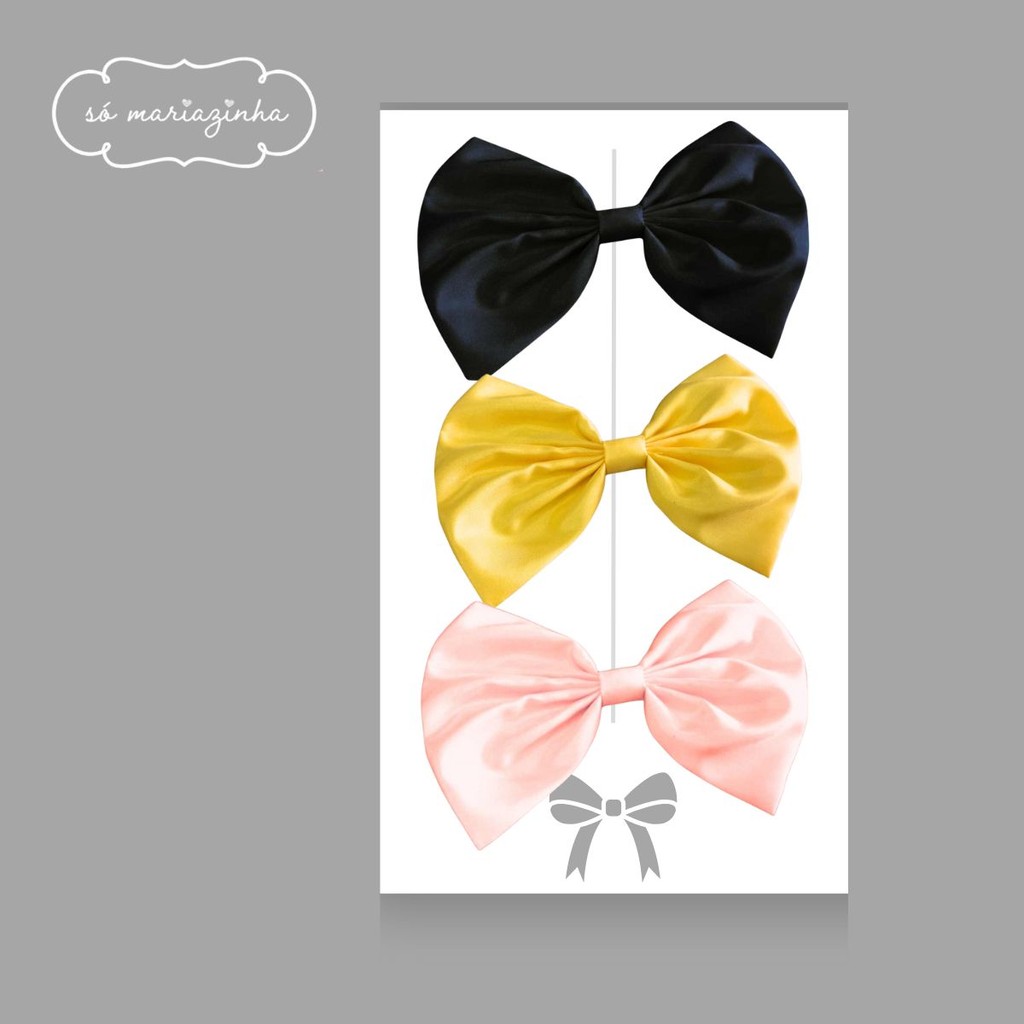 Laço Decorativo de Cabelo Com 3 unidades: Nude, Amarelo, Preto REF4201