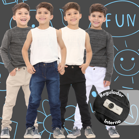 Calça Jeans Infantil Masculina Skinny Lycra Escol