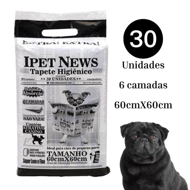 Tapete higiênico para cães 30un Ipet News 60cmx6