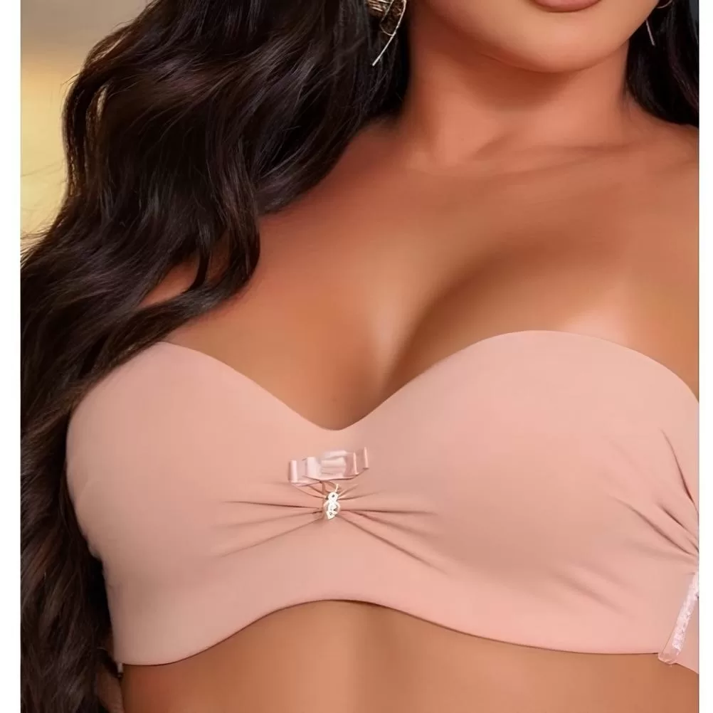 Sutiã Tomara que Caia Com Bojo Trançado Sem Alça 3 Tiras Lingerie Costa Nua Confortável Dia a Dia