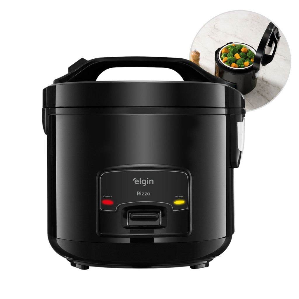 Panela Elétrica de Arroz 1 Litro Elgin Rizzo 5 Xícaras 400W Preta