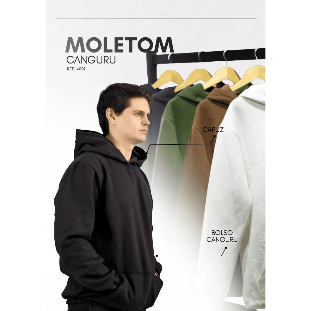 Moletom Canguru Premium 3 cabos 100% Algodão Masculino