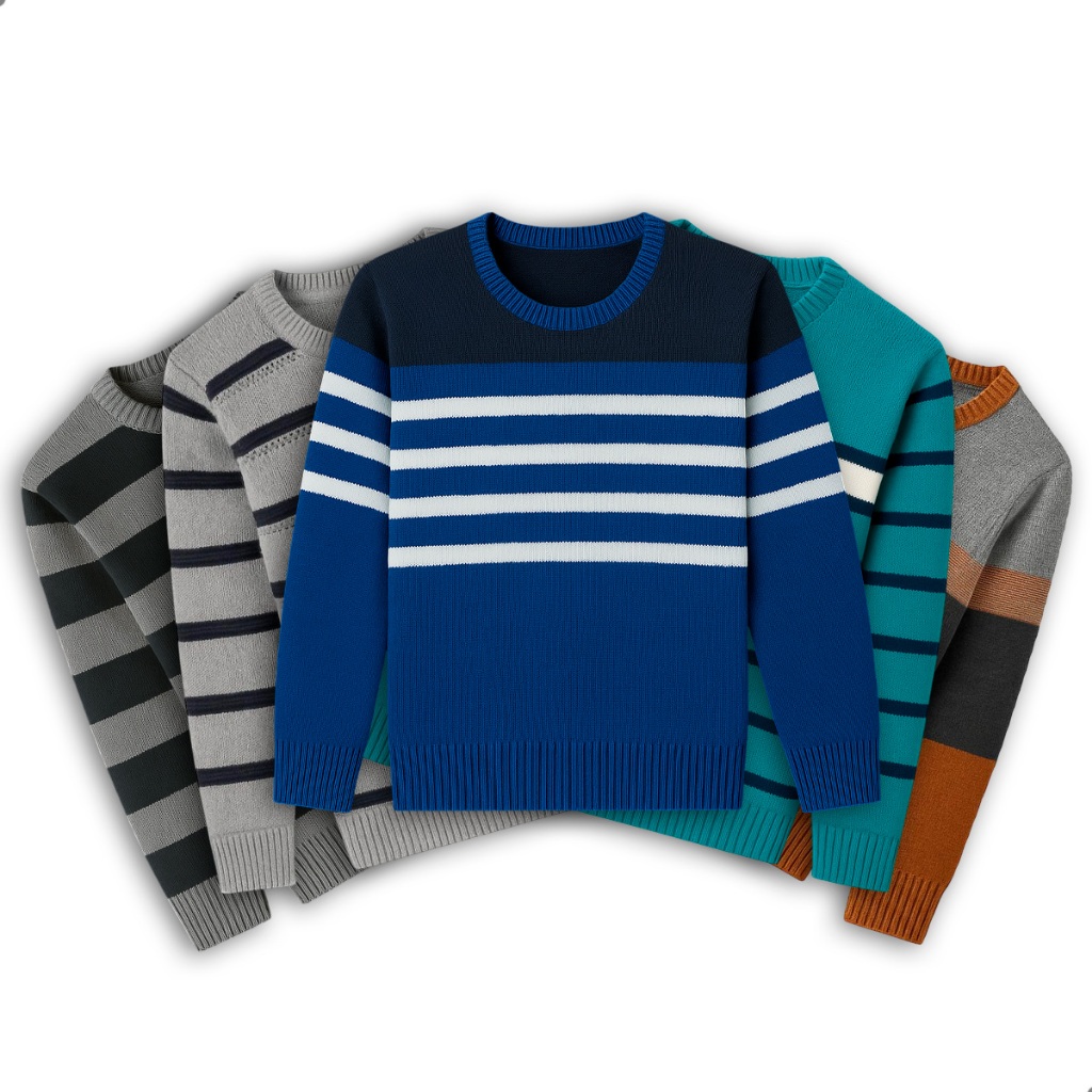 Suéter Infantil Tricô Menino Inverno Sortido Listrado Confortável Tamanhos 4 6 e 8 Ideal Para Dias F