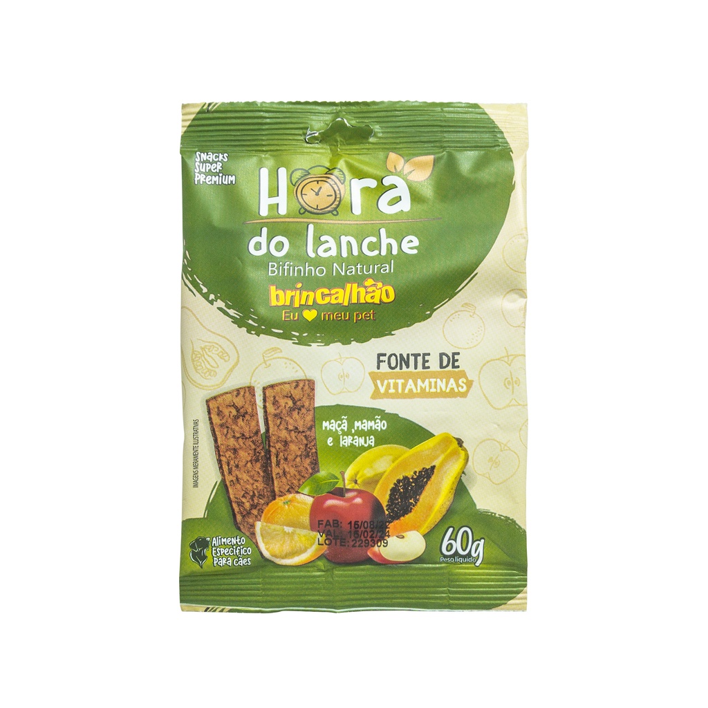 Bifinho para Pet Brincalhão Hora Do Lanche Maça e Mamão 60G