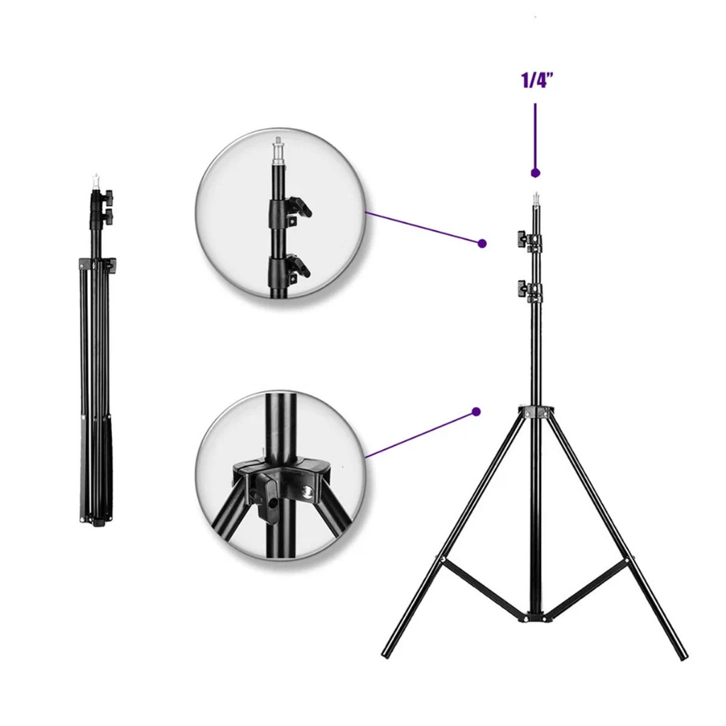 Tripé Aluminio 2.10 Metros Para Anel Ring Light Camera Para Gravar Videos Fotos Youtuber Tik Tok