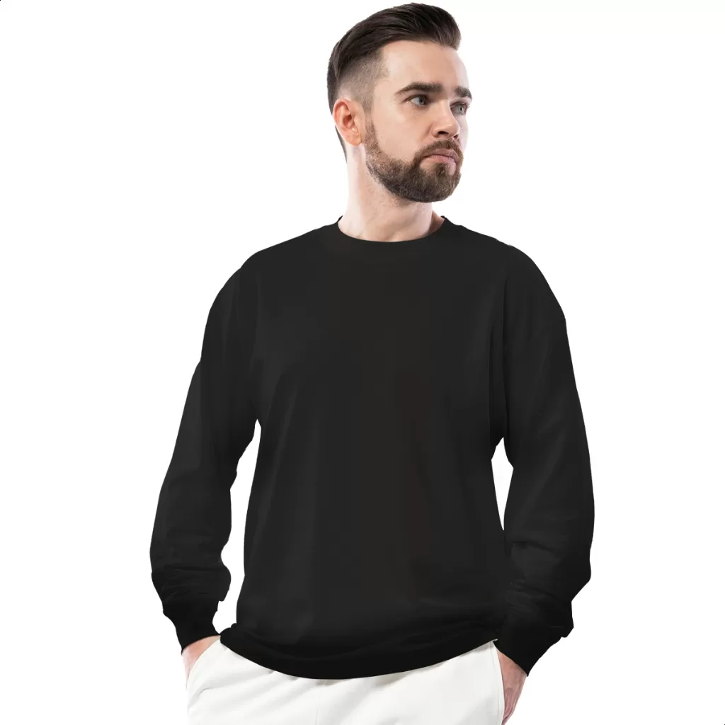 Moletom Sem Capuz Gola Redonda Liso Blusa Frio Casaco Masculino