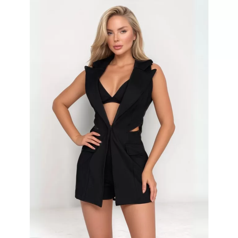 Macaquinho Colete Blazer Cropped Top Bojo Montaria