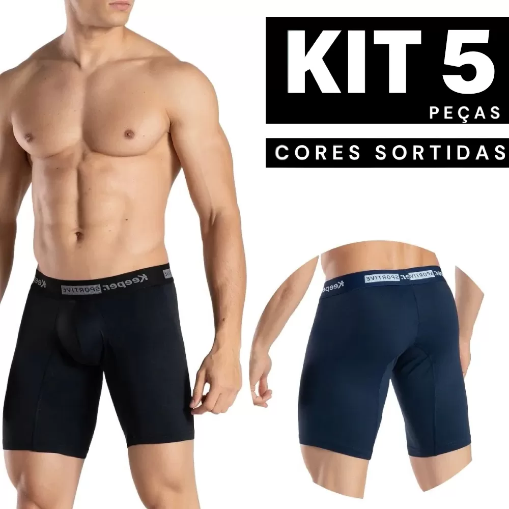 Kit 1 à 5 Cueca Boxer Ciclista Masculino Short Longo Pedal Confortável Biclicleta Dia a Dia