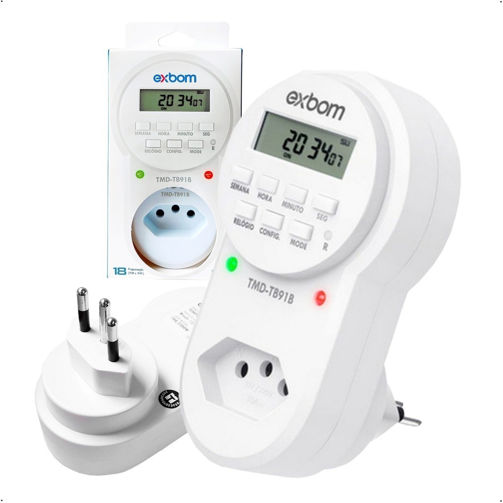Timer Digital Temporizador 18 Programas Liga Desliga Bivolt Ideal para Arvore de Natal e Pisca Pisca