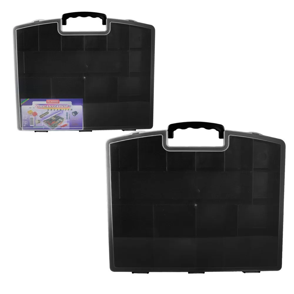 Maleta De Ferramentas Preta Com Tampa 18 Divisórias C/travas