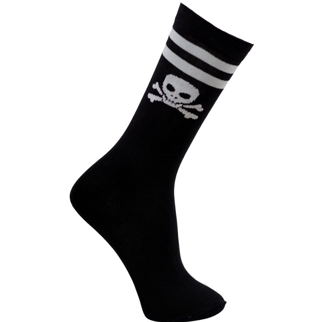 Meia Divertida Cano Longo Caveira c/ Listras Masculina/Feminina