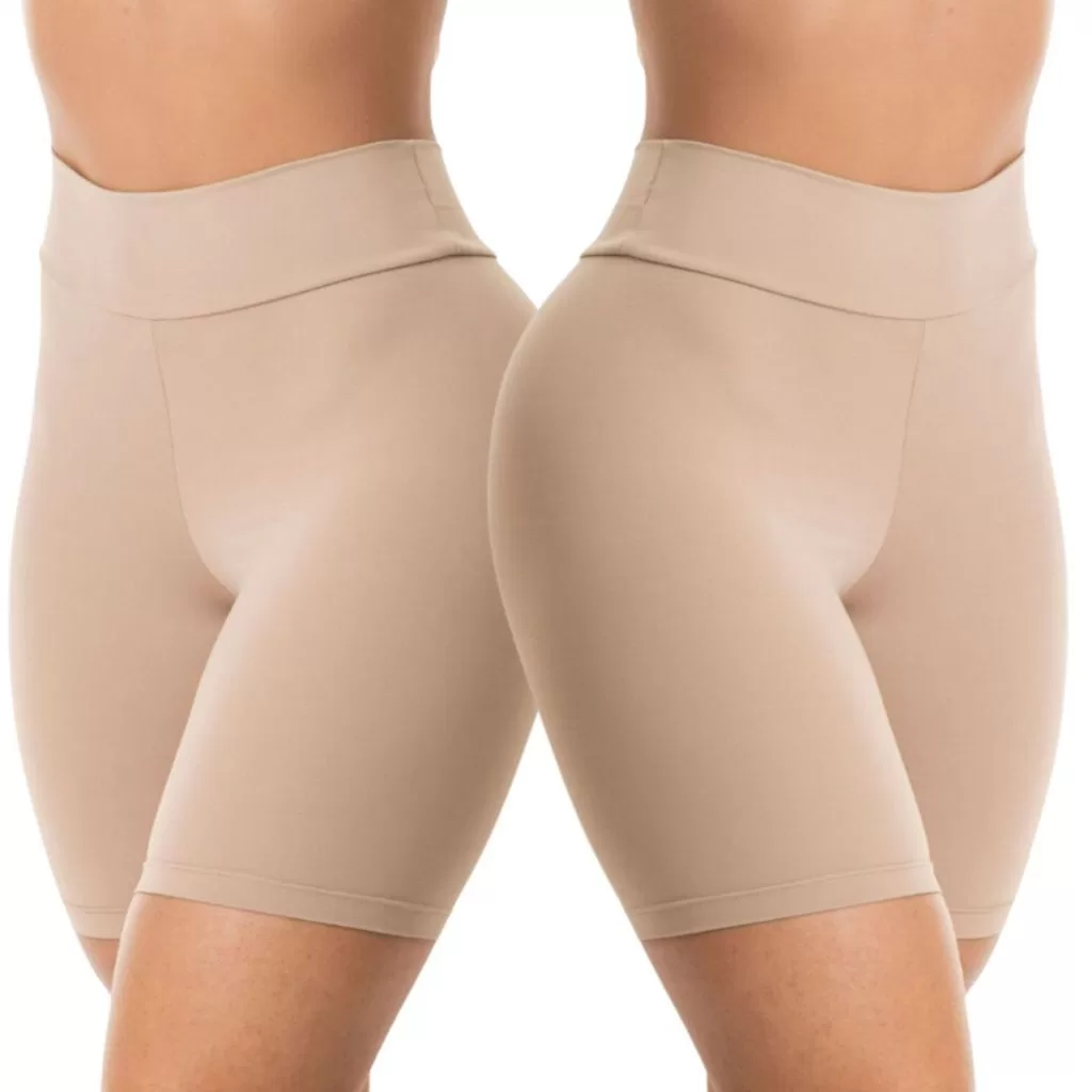 Short Anagua BermudaSegunda Pele Cós Alto Feminina Vestido Lingerie Liso Conforto