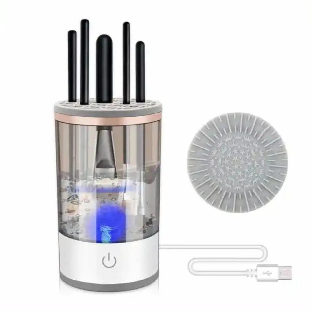 Limpador Pincel Esponja Maquiagem Elétrico USB Automático Recarregável Lava Seca Armazena Bivolt