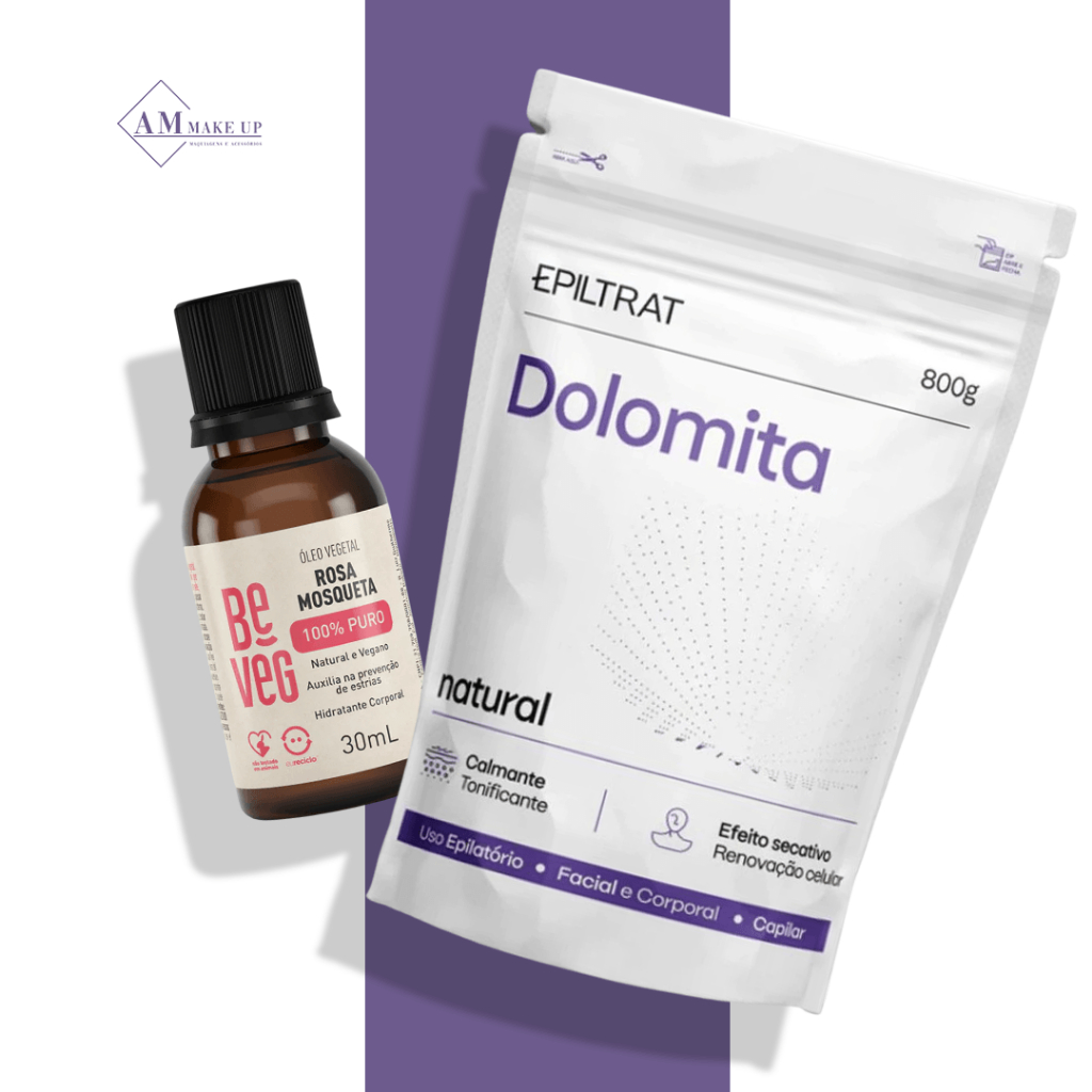 Dolomita 200g 800g ou Kit com Óleo Rosa Mosqueta | Argila Natural Clareadora Hidratante Máscara Faci