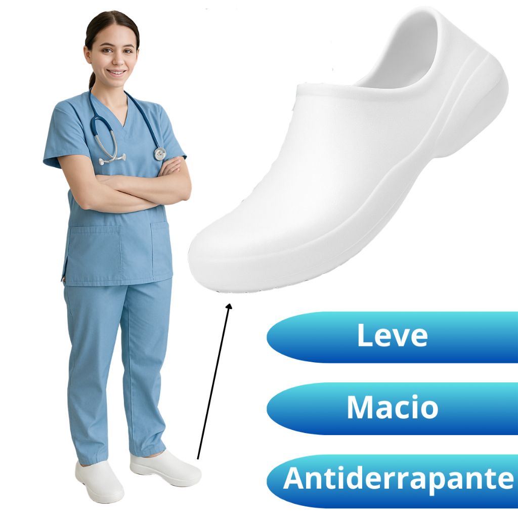 Sapato Para Enfermeira Profissional Antiderrapante Babuche Enfermagem Fechado Cozinha Confortável
