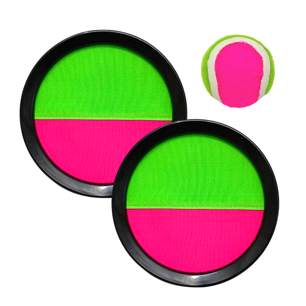 Raquete Bate Gruda Bateu Colou Frescobol Peteca Tênis C/ Bolinha