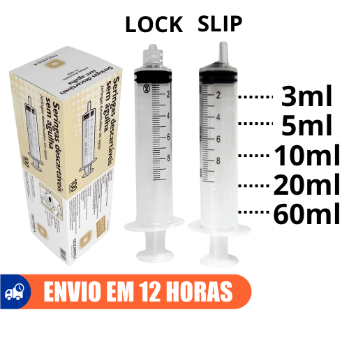 Seringa Descartável 3ml 5ml 10ml 20ml 60ml Lock S