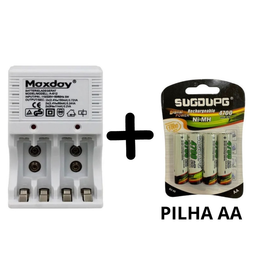 Carregador De Pilhas Recarregáveis Para Aa 4700mah e Aaa 2700Mah