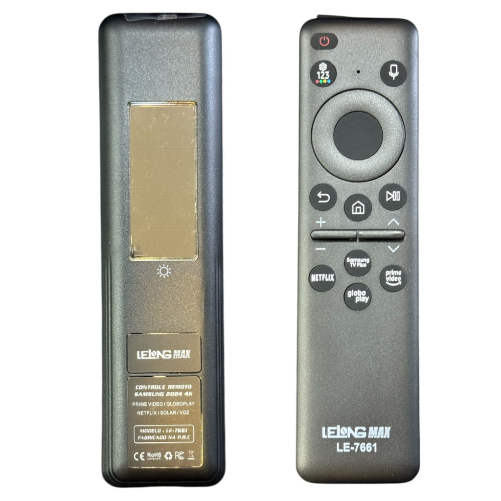 Controle Remoto Smart TV Solarcell para TV Samsung UN43CU8000 Voz e Placa Solar LE-7650