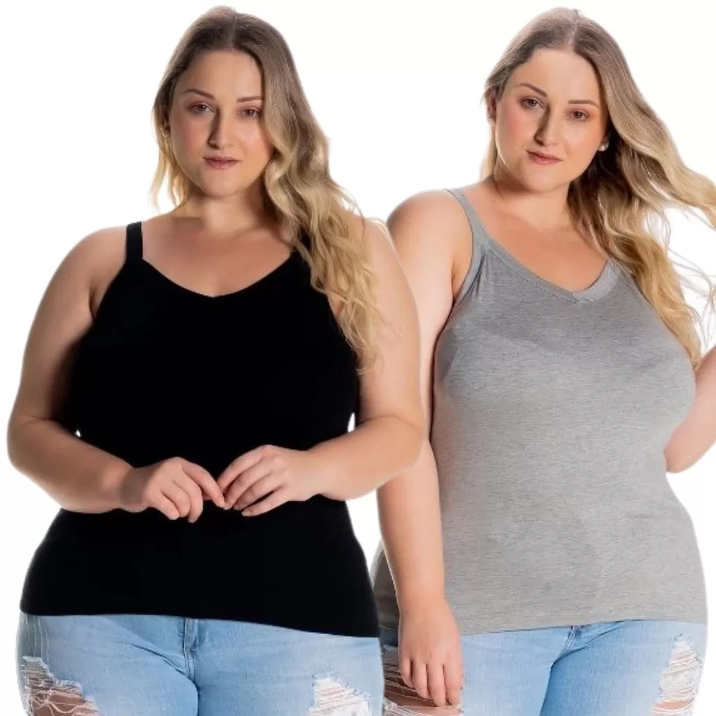 Kit 2 Regata Básica Lisa Feminina Viscose Blusinha Moda Dia a Dia Confortável