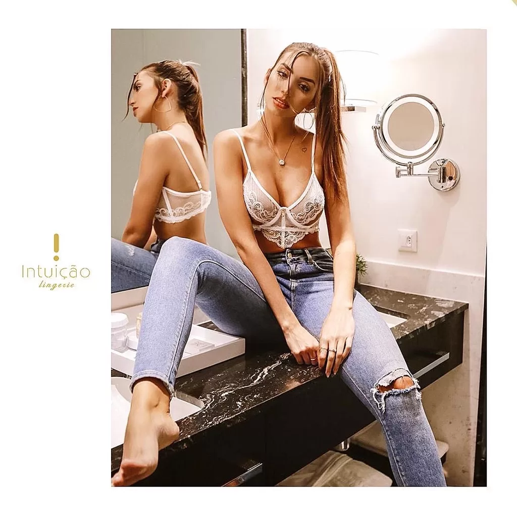 Conjunto de lingerie luxo Top Tendência Blogueira Langerie sexy rendada doce