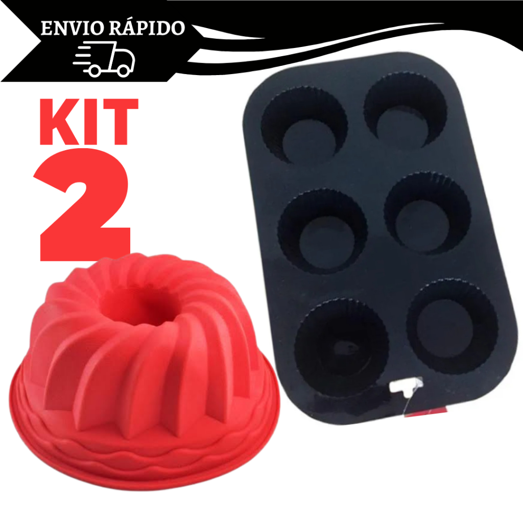 Kit 2 Forma de Silicone Para Bolo Pães e Doces Suporta