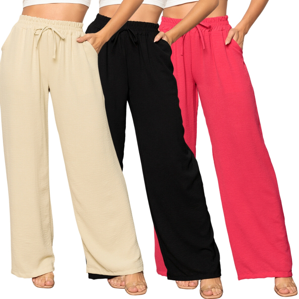 Calça Feminina Pantalona Duna Com Bolso