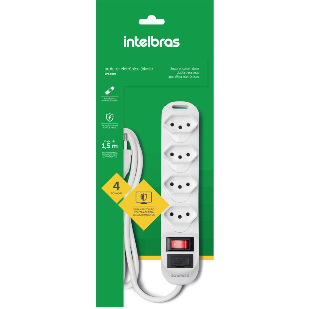 Filtro de linha Protetor Eletrônico Régua Intelbras Com 4 Tomadas Epe 1004